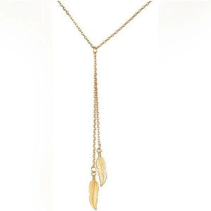 🌺⭐2/$25⭐New! Double Feather Gold Color Necklace with Gift Box